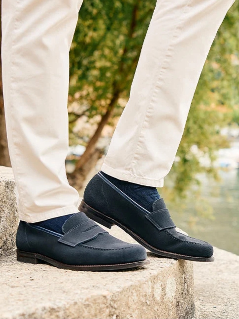 Crockett & Jones Suede The Harvard Loafer Ocean Navy blue Suede 7 E